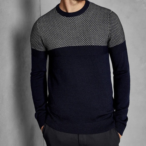 Ted Baker Other - Ted Baker London Navy Blue Wool Blend Pullover Crewneck Lightweight Sweater
